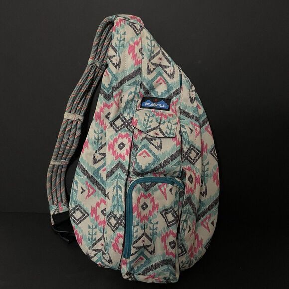 Kavu Rope Sling Crossbody Backpack Island Ikat Canvas Aztec Printed Bag - Picture 1 of 8